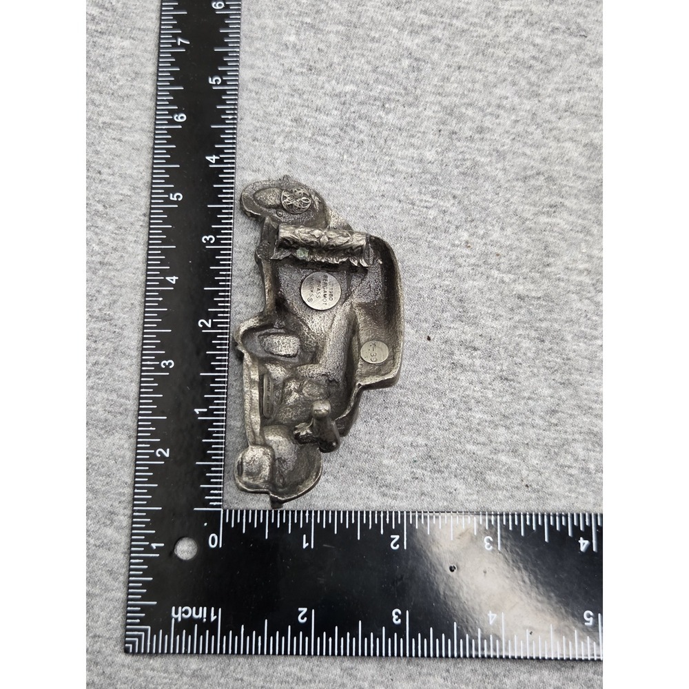 Vintage 1980 Solid Pewter Heavy Hot Rod Ford Chevy Coupe Belt Buckle Damaged - Picture 7 of 7